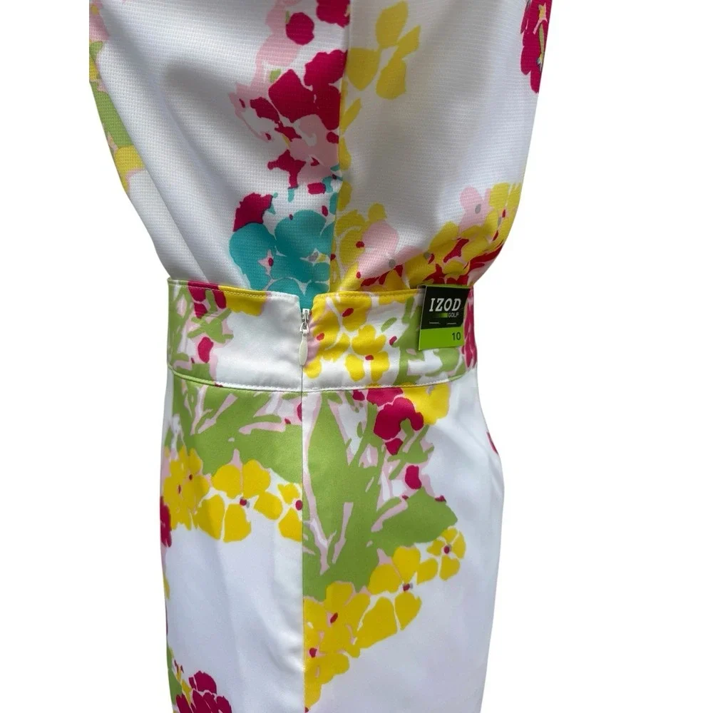 IZOD Golf Floral Sleeveless Polo & Skirt Set Womens M Top 10 Skort NWT